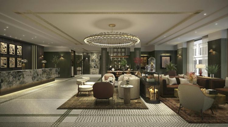 3D render of The Westbury Hotel in Mayfair, London.