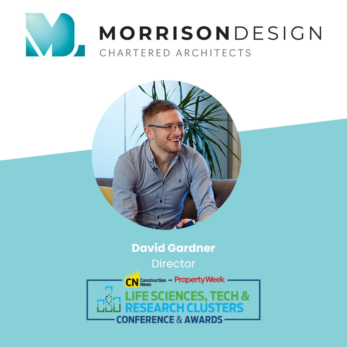 A graphic with the MDL logo, conference logo and a picture of David smiling with his name underneath