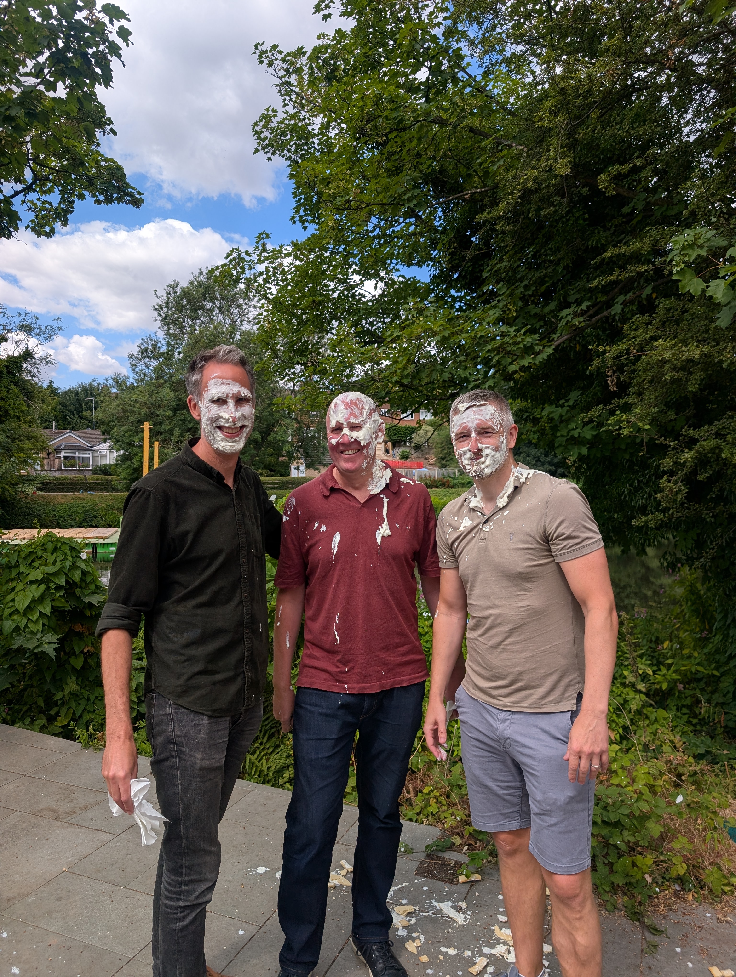 The three Directors with pie on their face